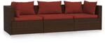vidaXL 3-Sitzer-Sofa mit Kissen Braun Poly Rattan Modell 3
