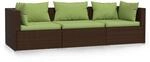 vidaXL 3-Sitzer-Sofa mit Kissen Braun Poly Rattan Modell 5