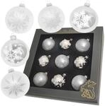 Krebs Glas Lauscha Weihnachtsbaumkugeln Silber 9-tlg. 8cm