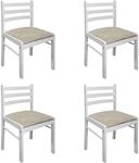 vidaXL Esszimmerst&uuml;hle 4 Stk Wei&szlig; Massivholz Gummibaum und Samt 242031