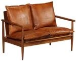 vidaXL 2-Sitzer-Sofa Echtleder Akazienholz Braun 246482