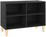 vidaXL TV-Schrank mit Massivholz-Beinen Schwarz 69,5x30x50 cm