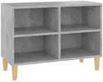 vidaXL TV-Schrank mit Massivholz-Beinen Betongrau 69,5x30x50 cm 805927