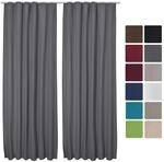 Beautissu Amelie TK Vorhang mit Kr&auml;uselband 140x245cm Anthrazit 2tlg