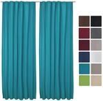 Beautissu Amelie TK Vorhang mit Kr&auml;uselband 140x245cm T&uuml;rkis 2tlg