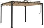 vidaXL Pavillon mit Lamellendach 3x3 m Taupe Stoff und Aluminium