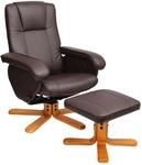 Svita Charles Relaxsessel Hocker Sessel Fernsehsessel Drehsessel Holz Kunstleder