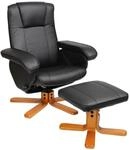 Svita Charles Relaxsessel Hocker Sessel Fernsehsessel Drehsessel Holz Kunstleder