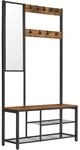 Songmics Garderobe 9 Abnehmbaren Haken 36 cm x 98 cm x 185 cm Braun-Schwarz