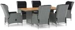 vidaXL 7-Tlg Garten-Essgruppe mit Auflagen Poly Rattan Hellgrau 3060141