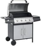 vidaXL Gasgrill Flammen Schwarz und Silbern Stahl & Edelstahl 310106