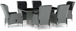 vidaXL 7-Tlg Garten-Essgruppe mit Auflagen Poly Rattan Hellgrau 3060140