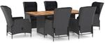 vidaXL 7-tlg Garten-Essgruppe mit Auflagen Poly Rattan Dunkelgrau Modell 2