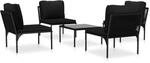 vidaXL 5-tlg Garten-Lounge-Set mit Auflagen Schwarz PVC
