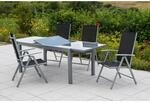 Merxx Gartenm&ouml;bel-Set Amalfi 5-tlg. Schwarz mit Ausziehtisch 120/180 x 90 cm