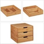 Relaxdays Schreibtisch Organizer Bambus Natur 3 Schubladen 26 cm x 30 cm x 31 cm 5 kg