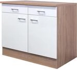 Flex-Well Classic K&uuml;chen-Unterschrank Florida 100 cm Wei&szlig;-Sonoma Eiche
