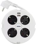 Mehrfachsteckdose 4-fach mit Schalter + 2 x USB Wei&szlig;-Schwarz