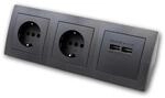 McPower Steckdosenblock Flair 2-Fach 230V 2xUSB Anthrazit