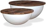 vidaXL 2-tlg. Couchtisch-Set Altholz Massiv Wei&szlig; Schalenform 245256