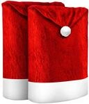 KESSER Weihnachtsstuhl&uuml;berz&uuml;ge Set Motiv Weihnachtsm&uuml;tze Rot Wei&szlig; 2 St&uuml;ck