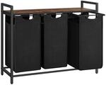 Vasagle W&auml;schesammler 3 F&auml;cher und Ablage 92,5 x 33 x 72 cm Braun-Schwarz 114,