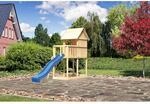 Karibu Kinderspielhaus Frieda Set Aktion 2 naturb. m. Anbau u. Rutsche Blau