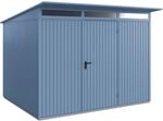 H&ouml;rmann Ger&auml;tehaus Trend mit Pultdach Typ 3 RAL5014 Taubenblau Einzelt&uuml;r