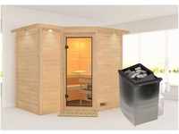 Karibu Sauna Steena 2 mit Ofen integrierte Stg.LED-Dachkranz Natur