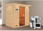 Karibu Sauna Selena mit Ofen externe Stg.LED-Dachkranz Natur