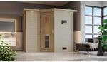 Karibu Sauna Steena 2 mit Bio-Ofen externe Stg.LED-Dachkranz Natur