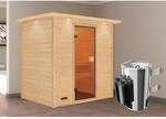 Karibu Sauna Selena mit Ofen intergrierte Stg.LED-Dachkranz Natur