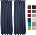 Beautissu Amelie TK Vorhang mit Kr&auml;uselband 140x245cm Blau 2tlg