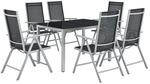 Juskys Aluminium Gartengarnitur Milano 7 Teilig mit Tisch und 6 St&uuml;hlen Silbergrau