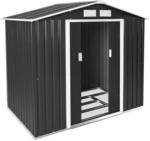 Tectake Gartenhaus Mit Satteldach Aus Stahl Mit Fundament 214 x 130 x 185 cm Grau