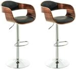 CLP 2er Set Barhocker Kingston Kunstleder Walnuss/Schwarz
