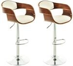 CLP 2er Set Barhocker Kingston Kunstleder Walnuss/Wei&szlig;