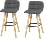 SoBuy 2er Set Barhocker Barstuhl Tresenhocker mit R&uuml;cklehne Grau FST50-DGx2