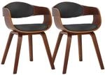 CLP 2er Set St&uuml;hle Kingston Kunstleder Walnuss/Schwarz