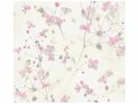 Bricoflor Tapete mit Blüten in Rosa Weiß Ideal für Schlafzimmer und Badezimmer