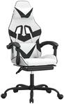 vidaXL Gaming-Stuhl mit Fu&szlig;st&uuml;tze Wei&szlig; und Schwarz Kunstleder 3143864