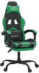 vidaXL Gaming-Stuhl mit Fu&szlig;st&uuml;tze Drehbar Schwarz & Gr&uuml;n Kunstleder Modell 3