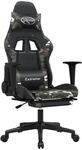 vidaXL Gamingstuhl mit Massage Fu&szlig;st&uuml;tze Schwarz Tarnfarben Kunstleder Modell 3