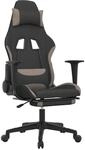 vidaXL Gaming-Stuhl mit Massage & Fu&szlig;st&uuml;tze Schwarz und Taupe Stoff 345503