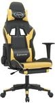 vidaXL Gaming-Stuhl mit Massage & Fu&szlig;st&uuml;tze Schwarz Golden Kunstleder Modell 3