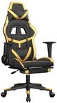 vidaXL Gaming-Stuhl mit Massage & Fu&szlig;st&uuml;tze Schwarz Golden Kunstleder Modell 2