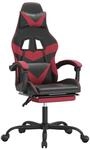 vidaXL Gaming-Stuhl mit Fu&szlig;st&uuml;tze Drehbar Schwarz & Weinrot Kunstleder 349562