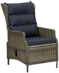 vidaXL Verstellbarer Gartensessel mit Auflagen Poly Rattan Braun 313302