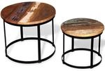 vidaXL 2-Tlg Couchtisch-Set Altholz Massiv Rund 40cm/50cm 244007