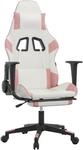 vidaXL Gaming-Stuhl mit Fu&szlig;st&uuml;tze Wei&szlig; und Rosa Kunstleder Modell 1